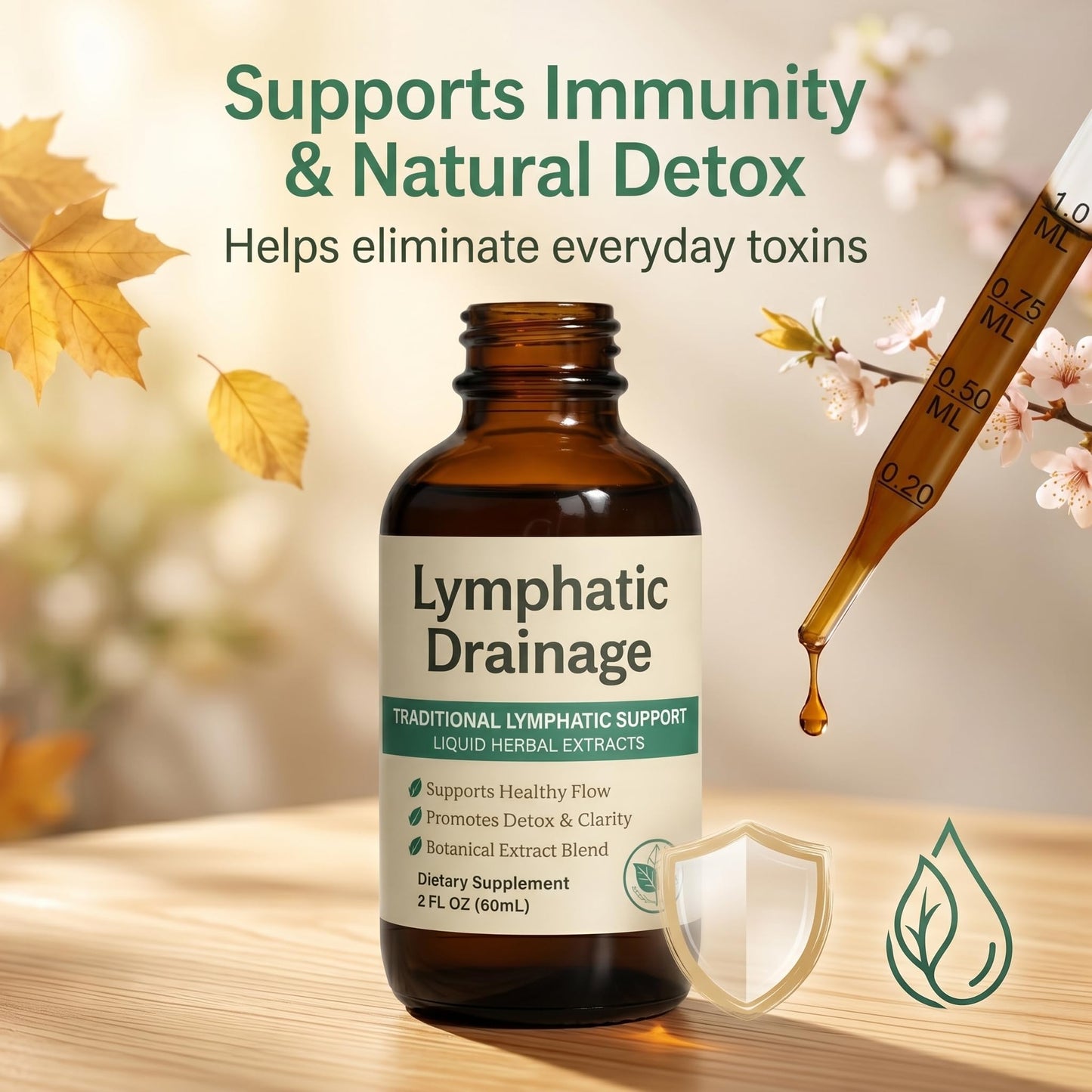 EYUTRD Lymphatic Drainage Drops,1200mg Herbal Blend with Elderberry & Echinacea Dandelion，– Supports Lymphatic Drainage, Immune System & Detox.2 fl.oz (1pcs) - dailyvitalstore