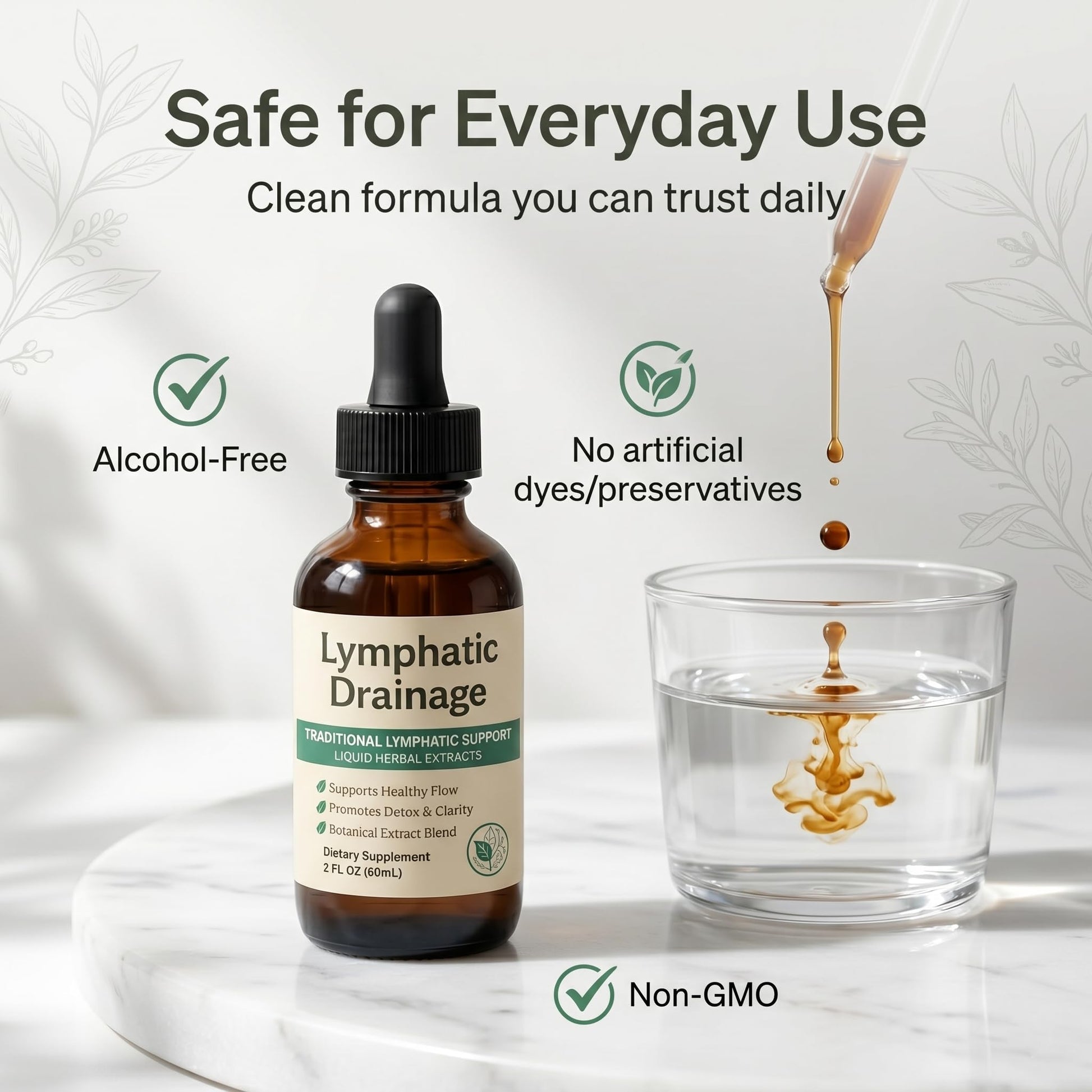 EYUTRD Lymphatic Drainage Drops,1200mg Herbal Blend with Elderberry & Echinacea Dandelion，– Supports Lymphatic Drainage, Immune System & Detox.2 fl.oz (1pcs) - dailyvitalstore