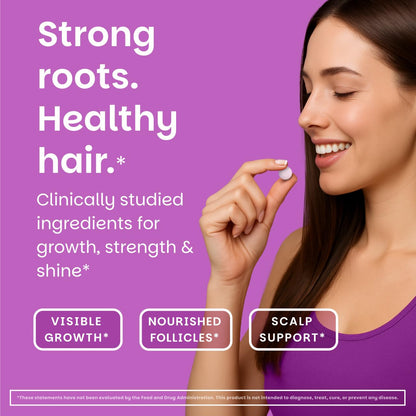 EZ Melts Hair Health Complete - Hair Supplement to Support Strength & Growth - Includes AnaGain Nu, Biotin, Apigenin, Bambo Silica & More - 60 Sublingual Tablets (30 Servings) - dailyvitalstore