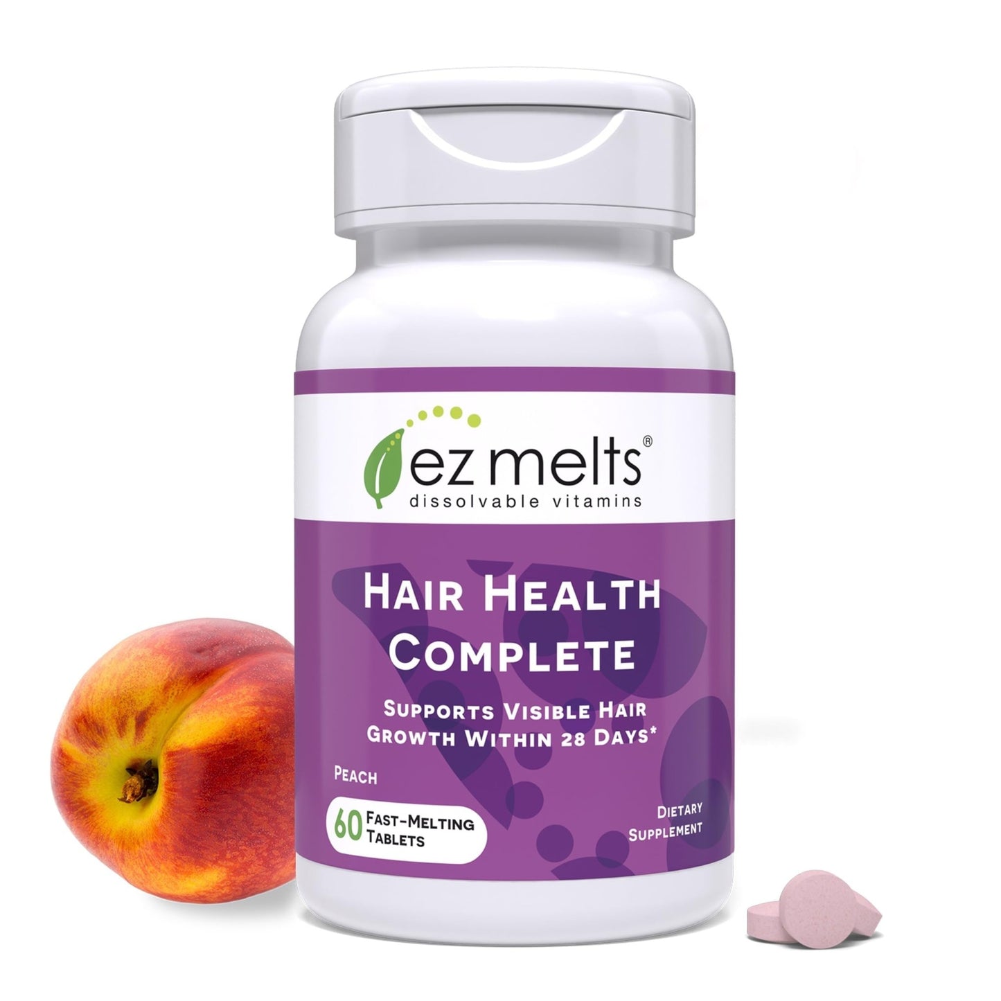 EZ Melts Hair Health Complete - Hair Supplement to Support Strength & Growth - Includes AnaGain Nu, Biotin, Apigenin, Bambo Silica & More - 60 Sublingual Tablets (30 Servings) - dailyvitalstore