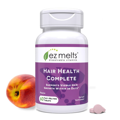 EZ Melts Hair Health Complete - Hair Supplement to Support Strength & Growth - Includes AnaGain Nu, Biotin, Apigenin, Bambo Silica & More - 60 Sublingual Tablets (30 Servings) - dailyvitalstore