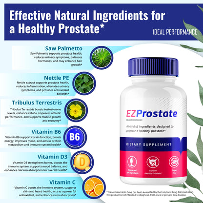 EZ Prostate Capsules, EZ Prostate Pills - Official EZ Prostate Supplement Pills - Maximum Strength Advanced All Natural Formula, EZProstate Health Men Pastillas Reviews (2 Pack) - dailyvitalstore