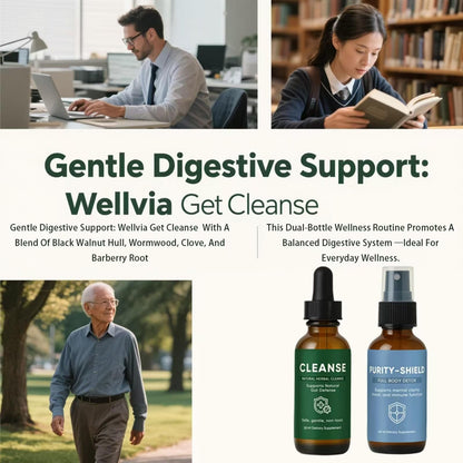 EZTZMCN Wellvia Gut Cleanse, Purity Shield, Gut and Colon Support, Non-GMO for Women & Men, Black Walnut Hull, Wormwood, Ginger, 2 PCS - dailyvitalstore