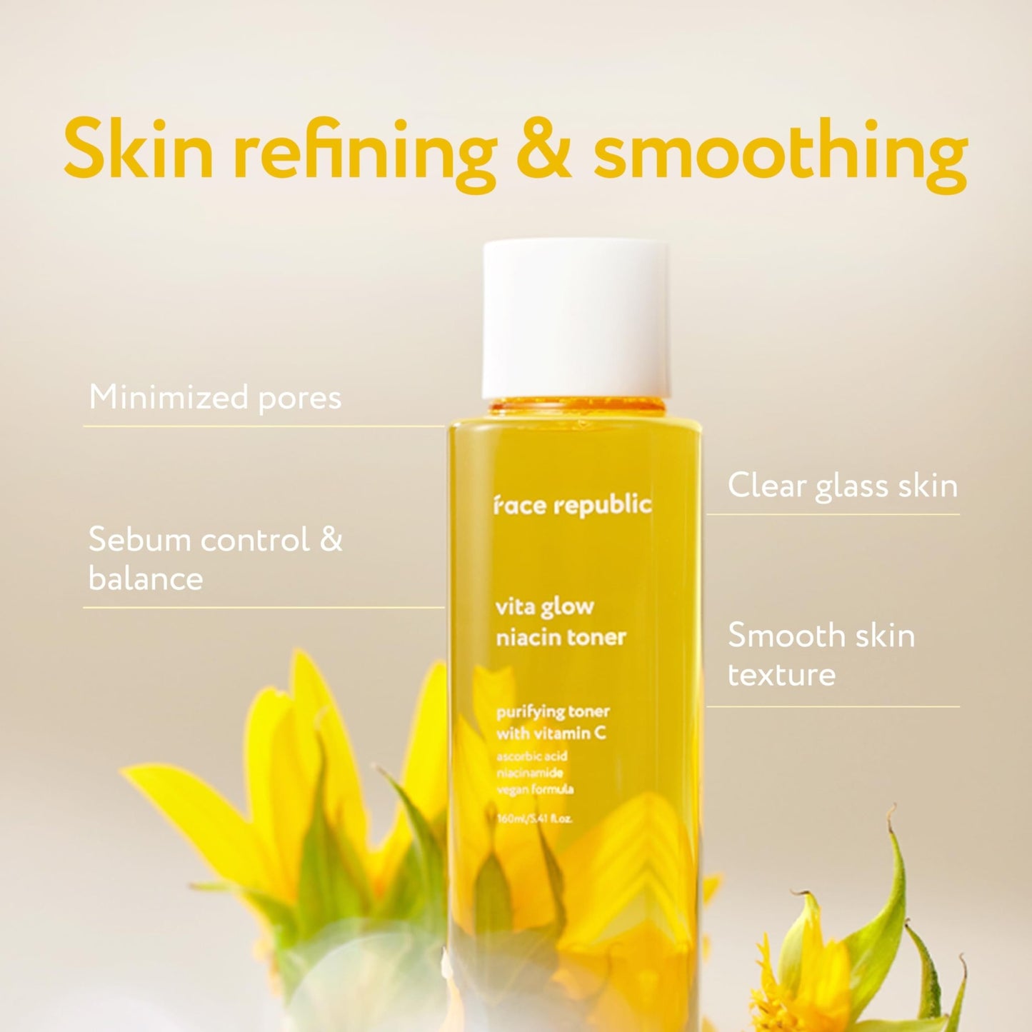 Face Republic Vita Glow Niacin Toner 160ml 5.41 fl oz | Vitamin Complex | Vitalizing & Purifying | Radiant Glow for Dull Skin | 7 Hyaluronic Acids, Vitamin C - dailyvitalstore