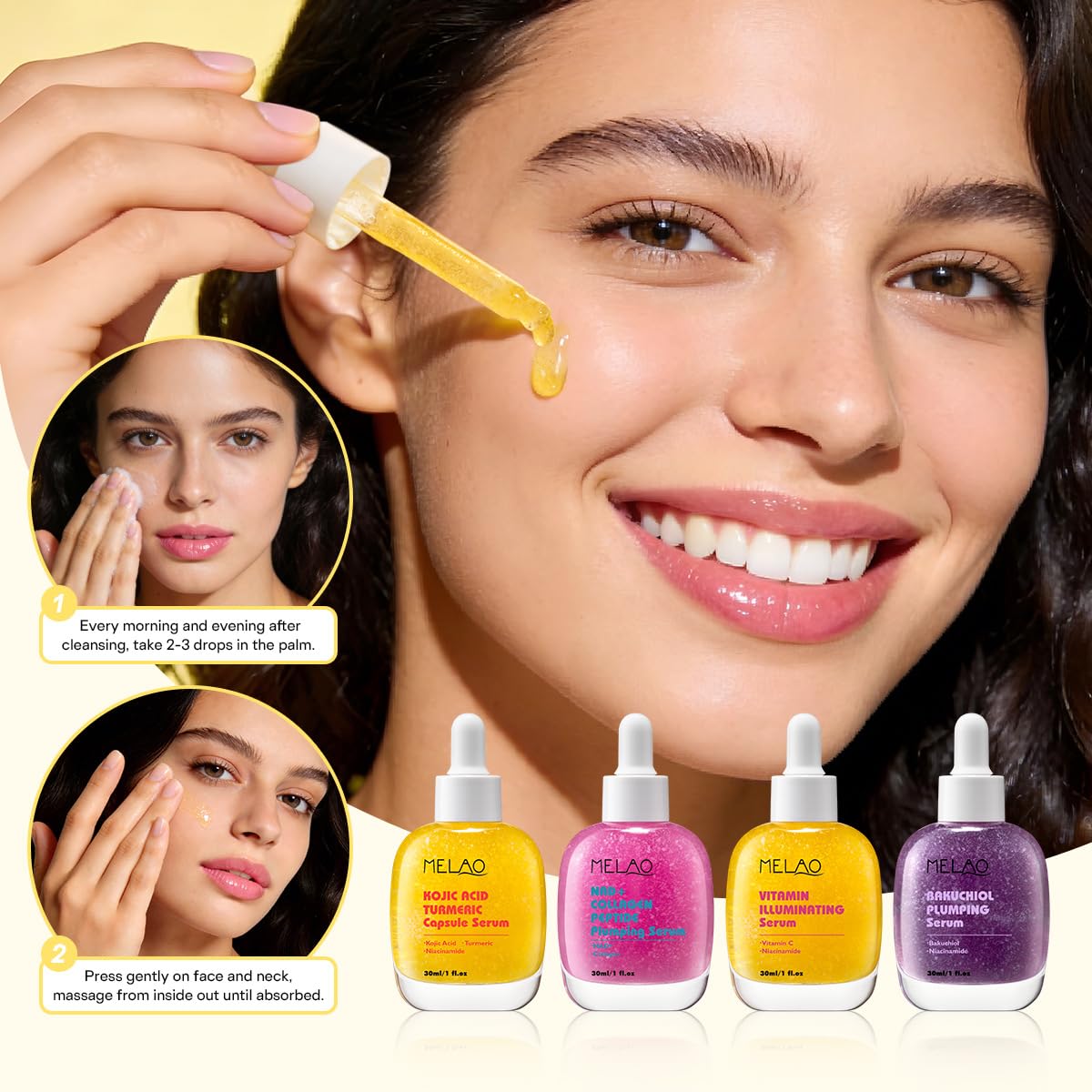 Face Serum with Niacinamide 4% | Vitamin C, Bakuchiol, NAD+ Collagen Peptide, Kojic Acid Turmeric Options | Korean Skincare for Brightening, Anti-Aging & Hydrating - dailyvitalstore