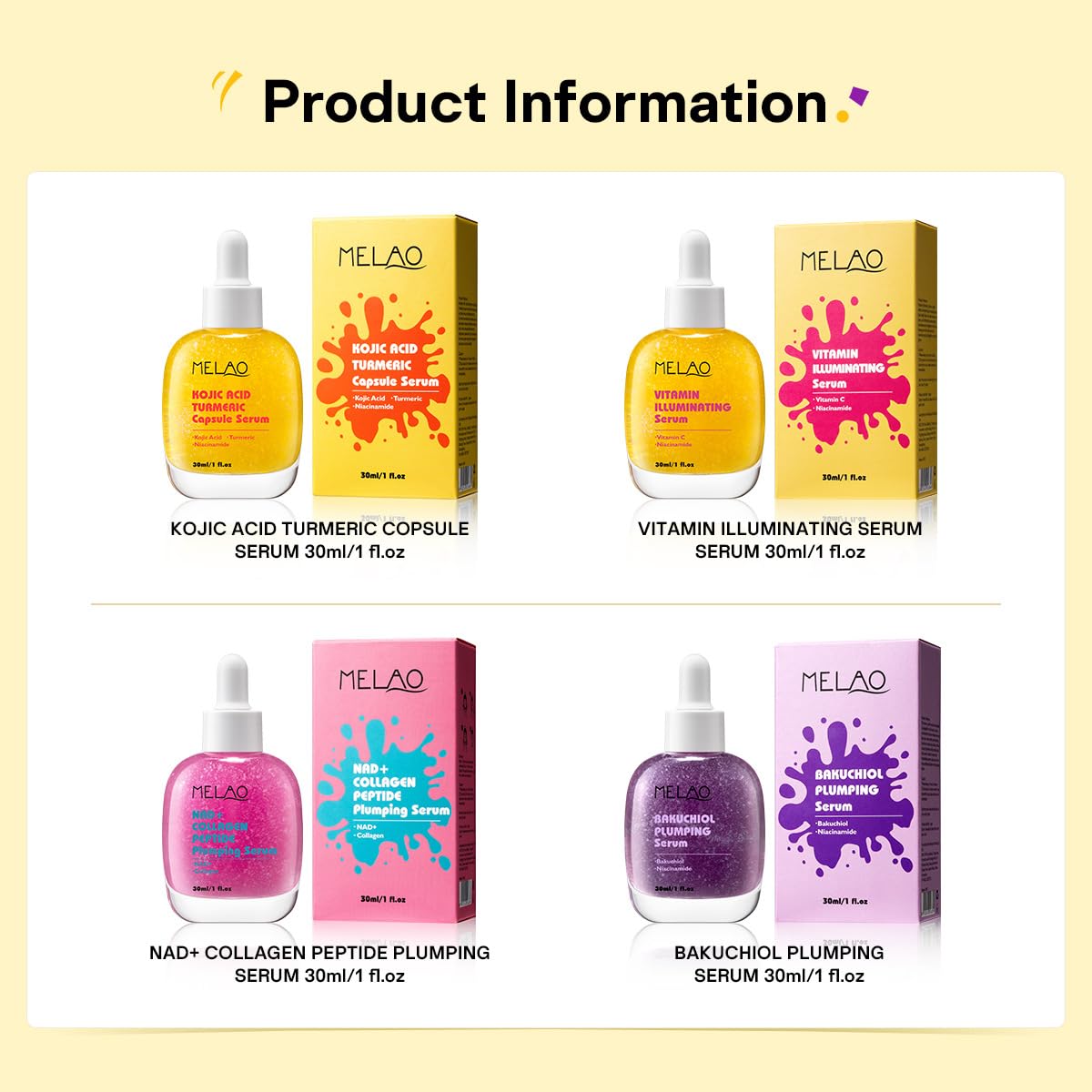 Face Serum with Niacinamide 4% | Vitamin C, Bakuchiol, NAD+ Collagen Peptide, Kojic Acid Turmeric Options | Korean Skincare for Brightening, Anti-Aging & Hydrating - dailyvitalstore