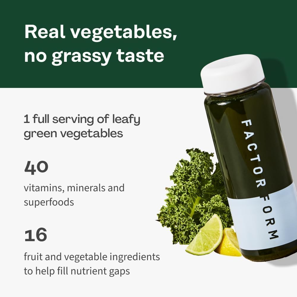 FACTOR FORM Daily Greens Superfood Powder | 5 Functional Blends for Gut Health, Energy & Immunity | Prebiotics, Probiotics, Adaptogens, B Vitamins (7 Servings, Individual Packets) - dailyvitalstore