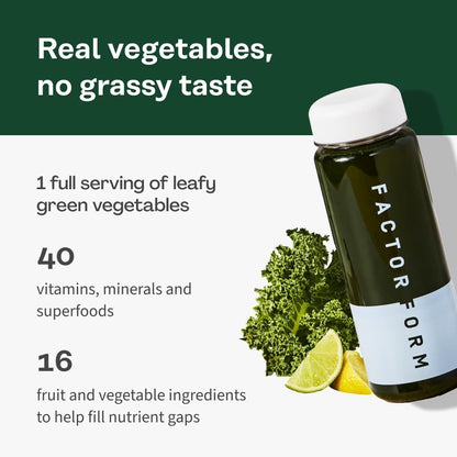 FACTOR FORM Daily Greens Superfood Powder | 5 Functional Blends for Gut Health, Energy & Immunity | Prebiotics, Probiotics, Adaptogens, B Vitamins (7 Servings, Individual Packets) - dailyvitalstore