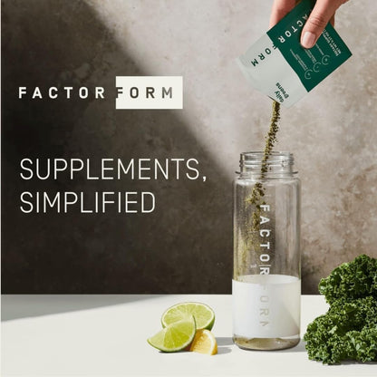 FACTOR FORM Daily Greens Superfood Powder | 5 Functional Blends for Gut Health, Energy & Immunity | Prebiotics, Probiotics, Adaptogens, B Vitamins (7 Servings, Individual Packets) - dailyvitalstore