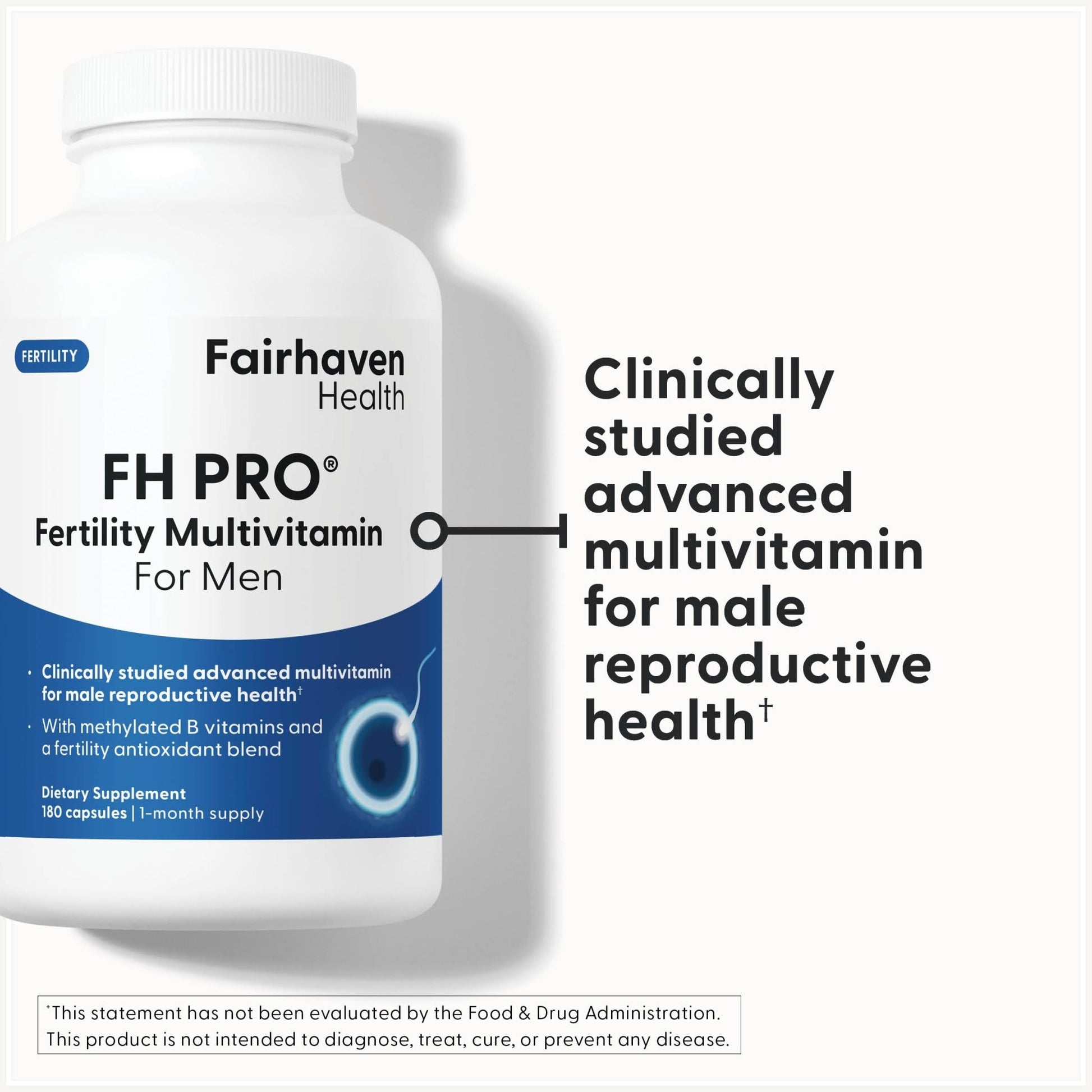 Fairhaven Health FH Pro for Men | Clinically Studied Premium Prenatal Fertility Supplements for Men | Male Fertility Supplements | Count and Motility Support Pre-Conception for Him | 180 Capsules - dailyvitalstore