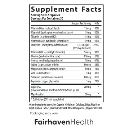 Fairhaven Health Prenatal Multivitamin Essentials with DHA | Prenatal Vitamins + DHA, Choline, Myo-Inositol | - dailyvitalstore