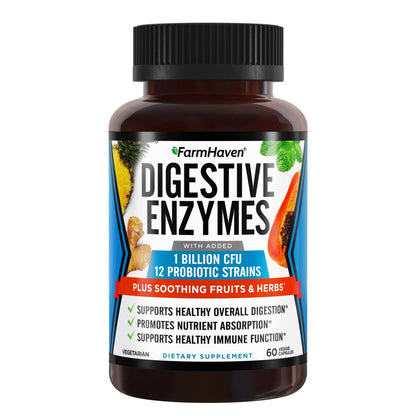 FarmHaven Digestive Enzymes with 18 Probiotics & Herbs | Papaya, Bromelain, Protease & More for Lactose Absorption & Better Digestion | Helps Bloating - dailyvitalstore