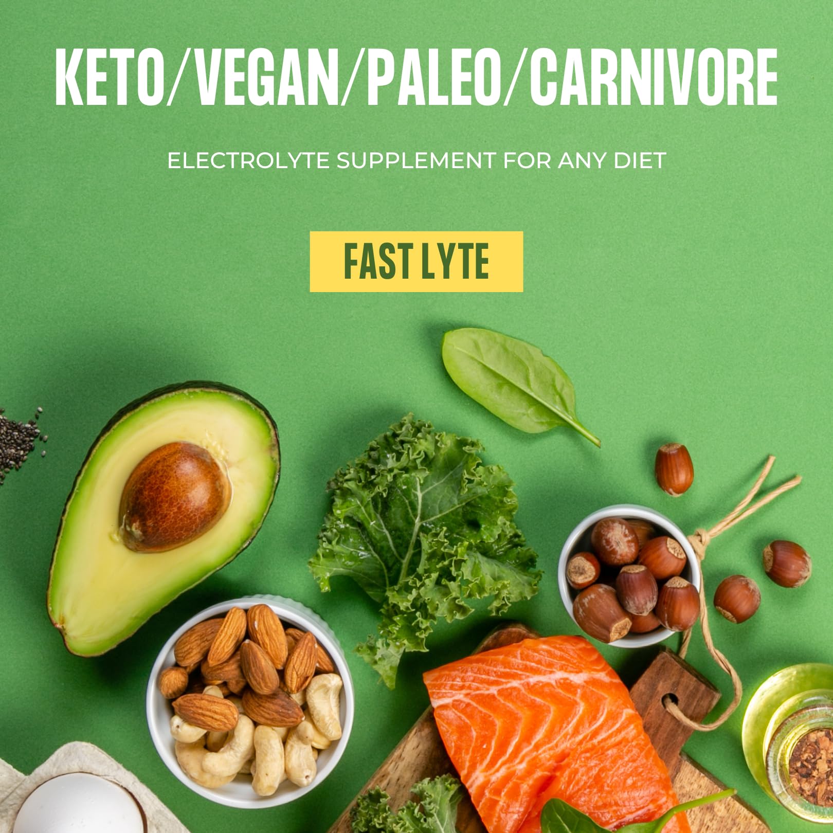 FAST LYTE No Sugar Electrolytes Powder in the Raw | Mix in Coffee, Soup, Juice, Water, Smoothies, Broth, Anything | No Sweeteners or Flavorings | Keto & Sugar Free | Non-GMO & Vegan - dailyvitalstore