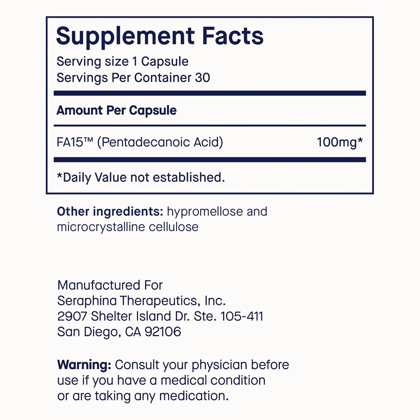 Fatty15 C15:0 Pentadecanoic Acid Supplement The Longevity Nutrient - 90 Vegan Capsules - 3X Cellular Benefits of Fish Oil EPA Omega 3 Supplements - Liver Support & Mitochondrial Health - dailyvitalstore