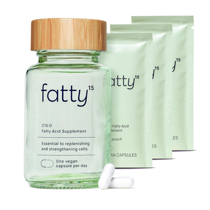 Fatty15 C15:0 Pentadecanoic Acid Supplement The Longevity Nutrient - 90 Vegan Capsules - 3X Cellular Benefits of Fish Oil EPA Omega 3 Supplements - Liver Support & Mitochondrial Health - dailyvitalstore