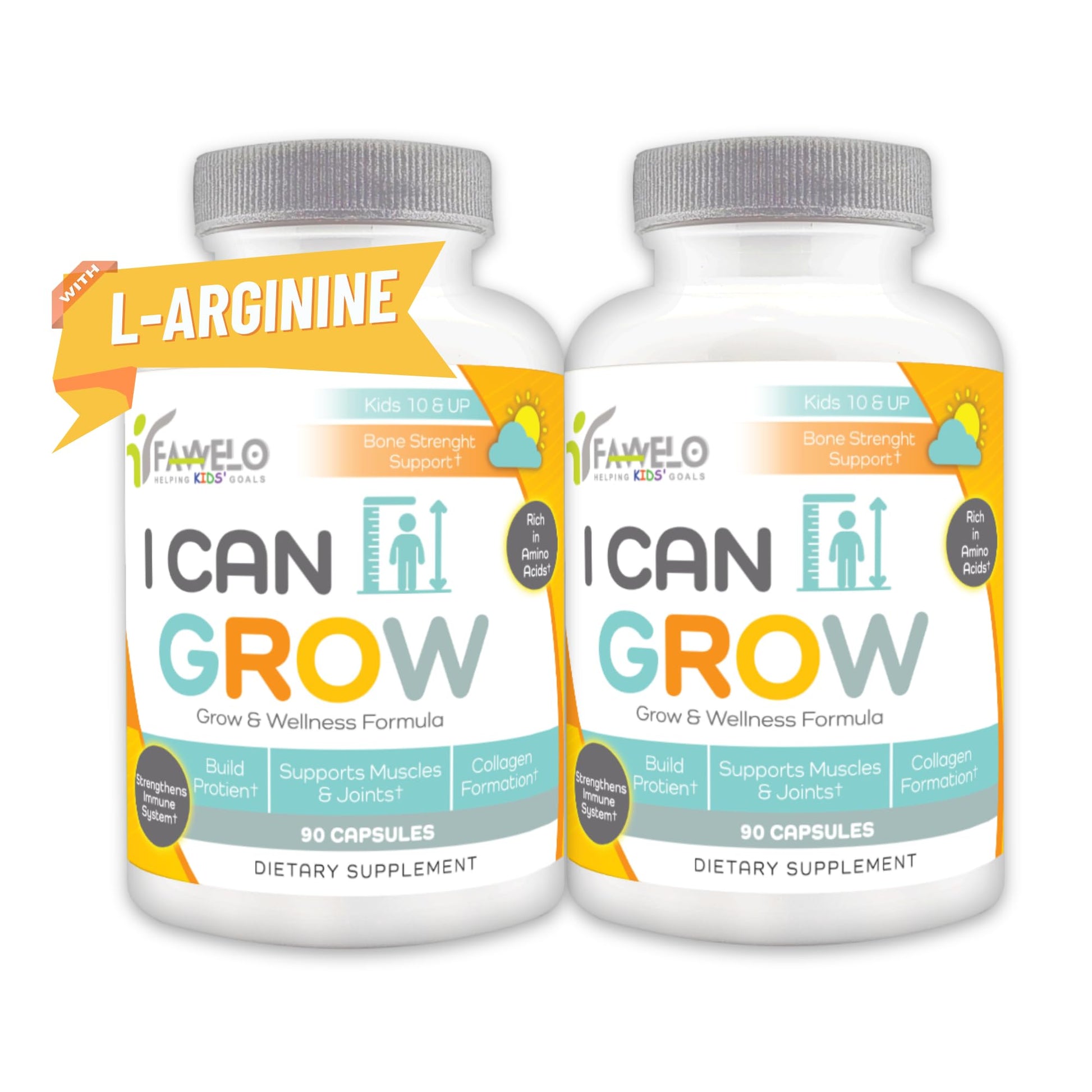 Fawelo I Can Grow (2 Pack) - for Kids 10+ and Teens | Enhances Natural Development | Strength Bone, Muscle & Joints | Immunity & Overall Health | Transparent Ingredients | Made in the USA - dailyvitalstore