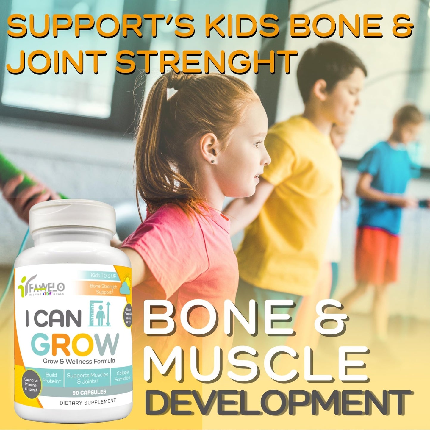 Fawelo I Can Grow (2 Pack) - for Kids 10+ and Teens | Enhances Natural Development | Strength Bone, Muscle & Joints | Immunity & Overall Health | Transparent Ingredients | Made in the USA - dailyvitalstore