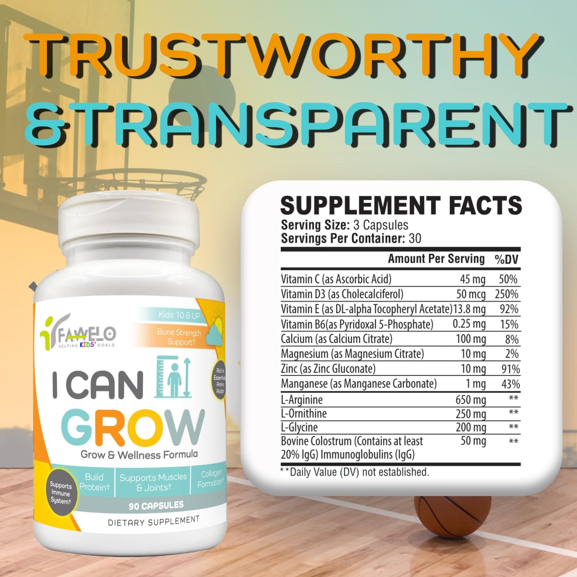 Fawelo I Can Grow (2 Pack) - for Kids 10+ and Teens | Enhances Natural Development | Strength Bone, Muscle & Joints | Immunity & Overall Health | Transparent Ingredients | Made in the USA - dailyvitalstore