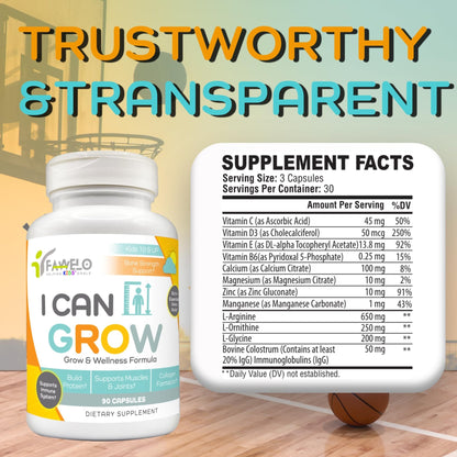 Fawelo I Can Grow (2 Pack) - for Kids 10+ and Teens | Enhances Natural Development | Strength Bone, Muscle & Joints | Immunity & Overall Health | Transparent Ingredients | Made in the USA - dailyvitalstore