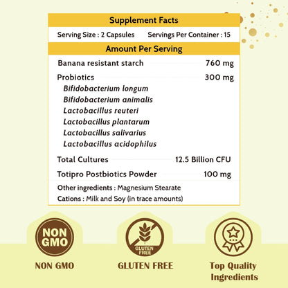 Fecula Biotech Synbiotic for Gut Health | 3-in-1 Daily Prebiotic, Probiotic, Postbiotic for Digestive Health, Bloat & Immune Support - dailyvitalstore