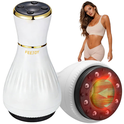 FEEJOY Electric Lymphatic Drainage Massager with Pulse Therapy & Heat – 12-Level Cupping Massage Device for Cellulite Reduction, Body Sculpting, Deep Tissue Pain Relief & Muscle Recovery, White - dailyvitalstore