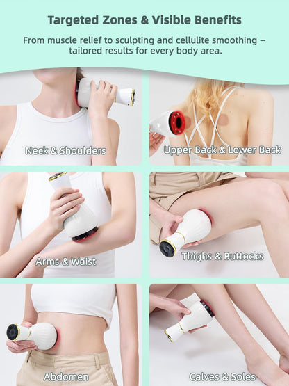 FEEJOY Electric Lymphatic Drainage Massager with Pulse Therapy & Heat – 12-Level Cupping Massage Device for Cellulite Reduction, Body Sculpting, Deep Tissue Pain Relief & Muscle Recovery, White - dailyvitalstore