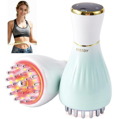 FEEJOY Lymphatic Drainage Massager & Massage Tool, Body Sculpting Machine & Fascia Blaster for Cellulite with Microcurrent, Light, Heat & Vibration, for Legs, Arms & Belly (Gradient Green) - dailyvitalstore
