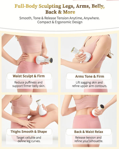 FEEJOY Lymphatic Drainage Massager & Massage Tool, Body Sculpting Machine & Fascia Blaster for Cellulite with Microcurrent, Light, Heat & Vibration, for Legs, Arms & Belly (White) - dailyvitalstore