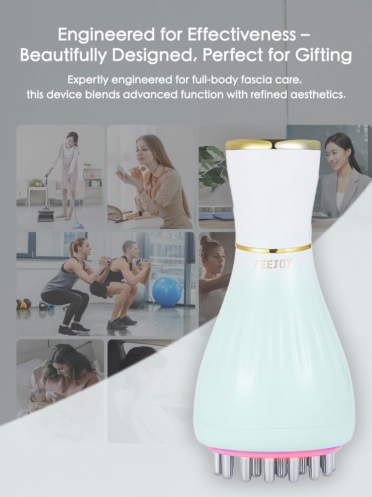 FEEJOY Lymphatic Drainage Massager & Massage Tool with Cellulite Oil, Body Sculpting Machine & Fascia Blaster for Cellulite with Microcurrent, Light, Heat & Vibration, for Legs, Arms & Belly - dailyvitalstore