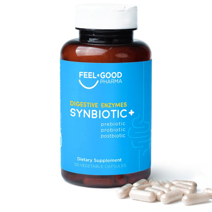 Feel Good Digestive Enzymes 4-in-1 Synbiotic+ – with Prebiotics, Probiotics & Postbiotics – Gut Health, Digestion & Bloating Relief - dailyvitalstore