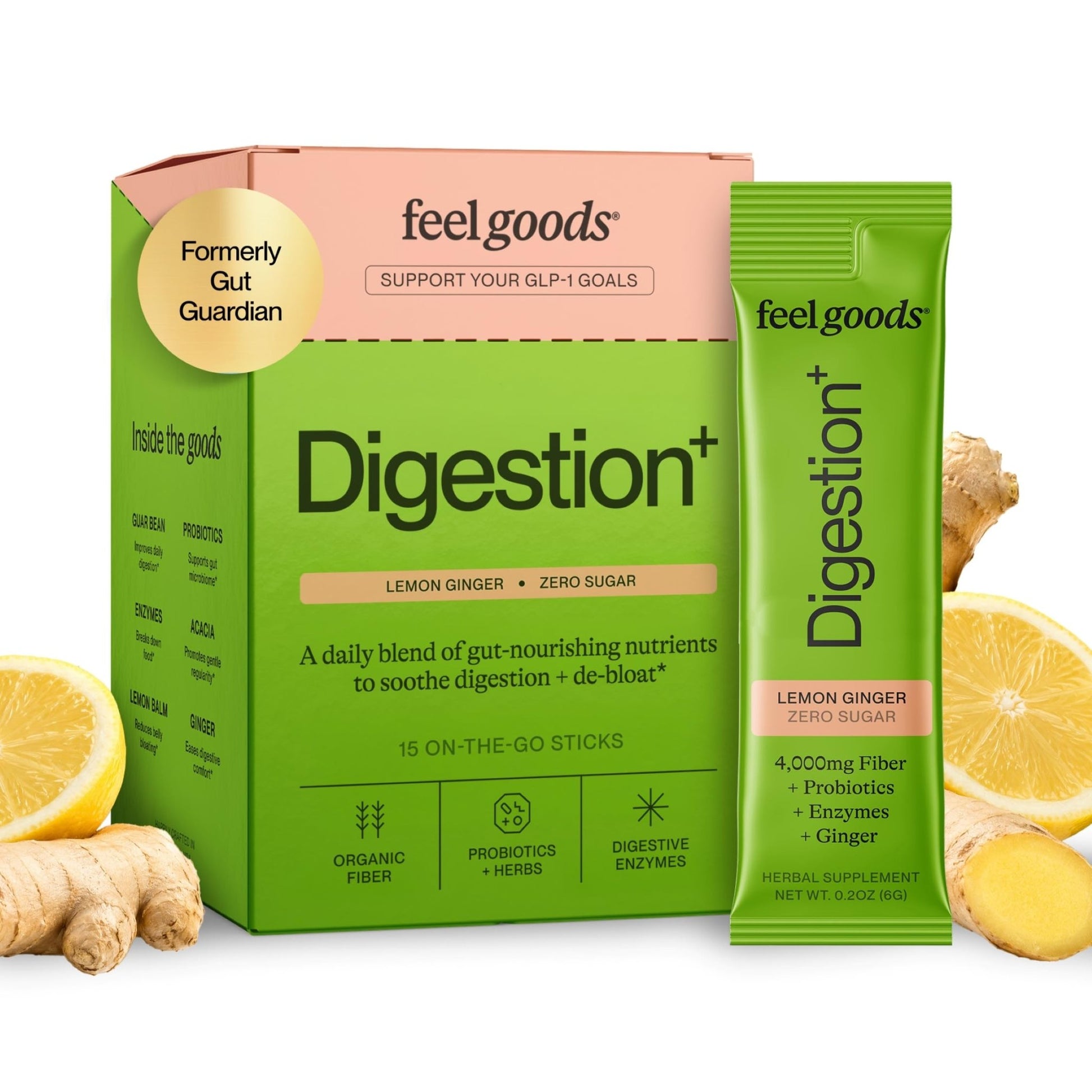 Feel Goods Digestion+, Gut Health, Organic Fiber & Probiotic Drink Mix, Digestive Enzymes for Bloating Relief, Gut Cleanse - dailyvitalstore