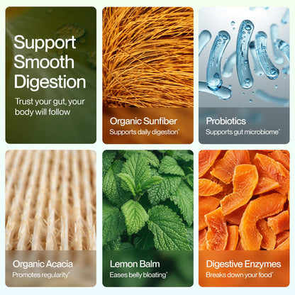 Feel Goods Digestion+, Gut Health, Organic Fiber & Probiotic Drink Mix, Digestive Enzymes for Bloating Relief, Gut Cleanse - dailyvitalstore