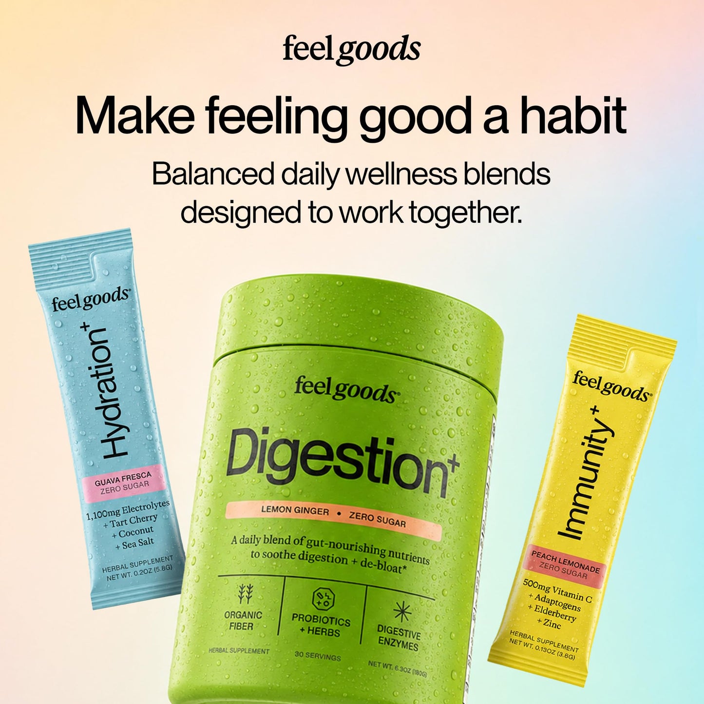 Feel Goods Digestion+, Gut Health, Organic Fiber & Probiotic Drink Mix, Digestive Enzymes for Bloating Relief, Gut Cleanse - dailyvitalstore