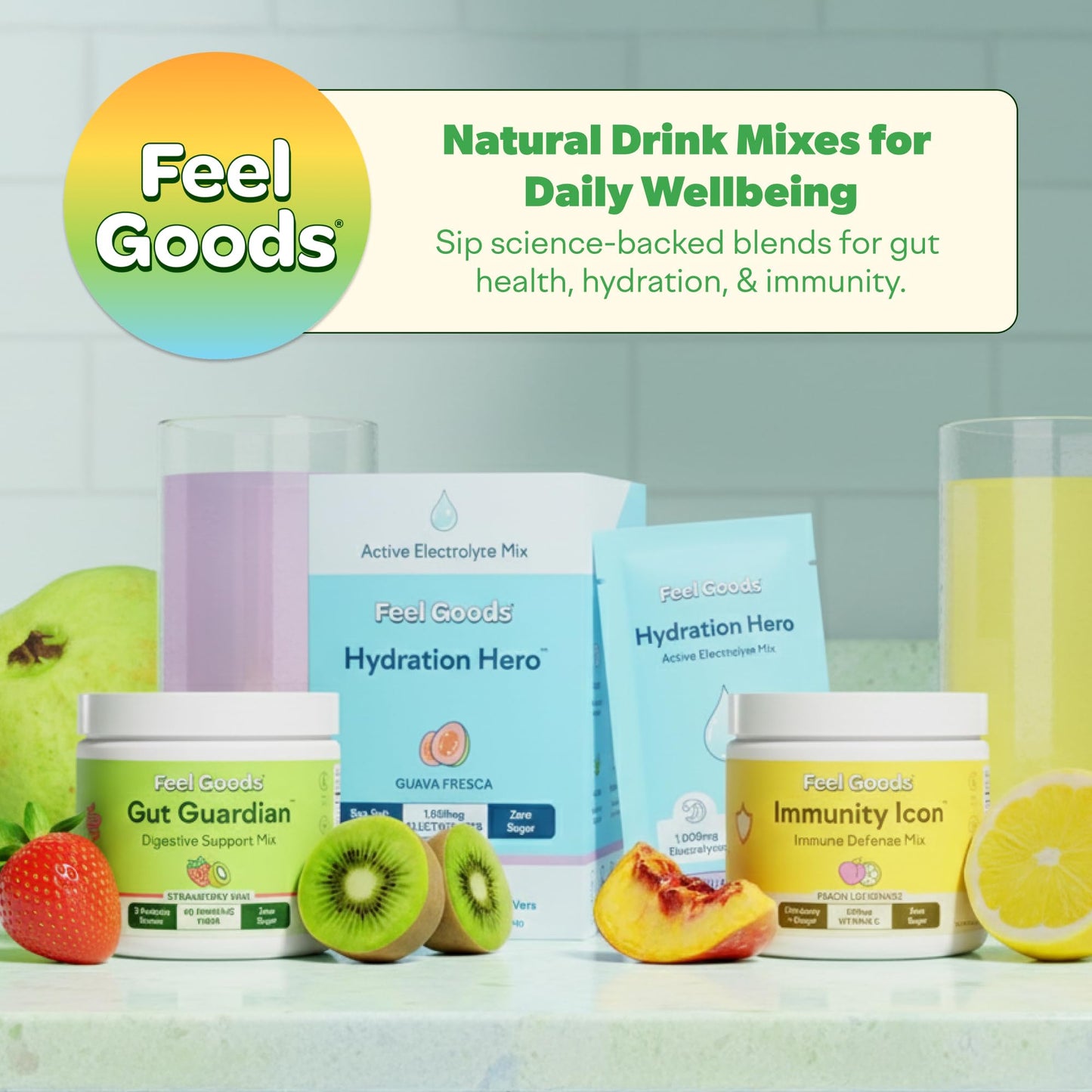 Feel Goods Gut Guardian, Gut Health Powder Drink Mix - Probiotic Fiber with Prebiotics & L Glutamine for Digestive Health, Bloating Relief & Digestion Support, - dailyvitalstore
