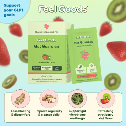 Feel Goods Gut Guardian, Gut Health Powder Packets - Probiotic Fiber with Prebiotics & L Glutamine for Digestive Health, Bloating Relief & Digestion Support, Gut Cleanse - dailyvitalstore