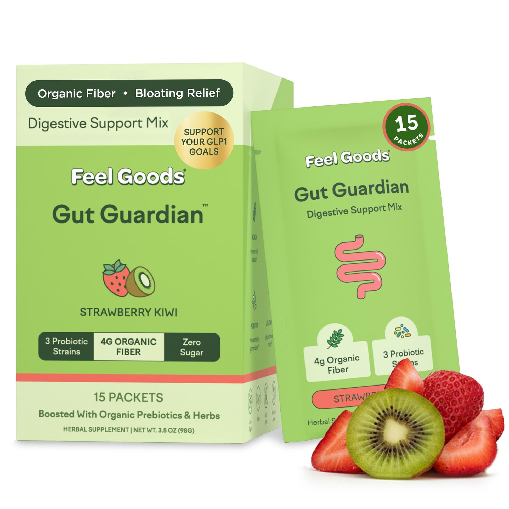 Feel Goods Gut Guardian, Gut Health Powder Packets - Probiotic Fiber with Prebiotics & L Glutamine for Digestive Health, Bloating Relief & Digestion Support, Gut Cleanse - dailyvitalstore