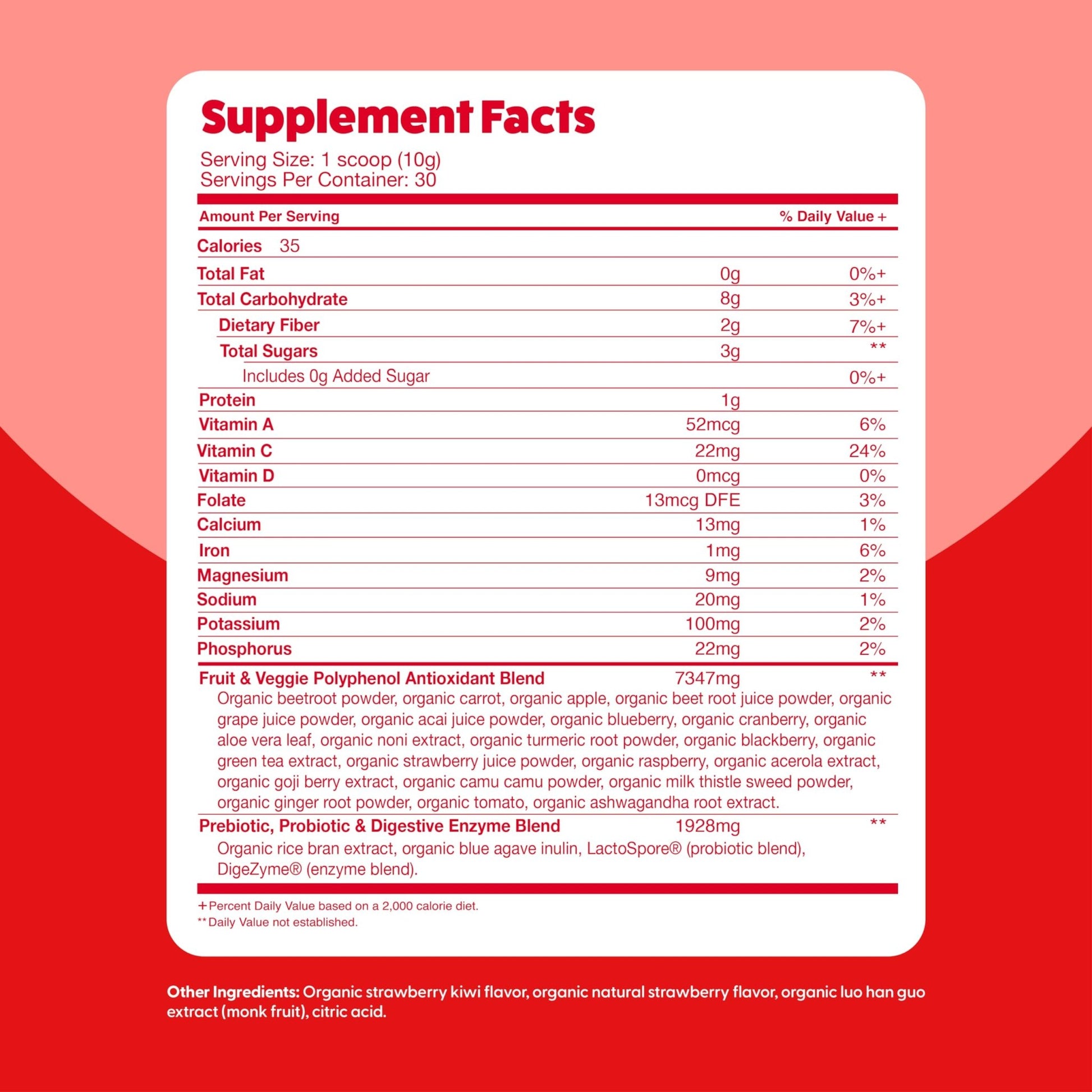 Feel Great Organic Superfood Reds Powder Packed with Beet Root Powder | Digestive Support Including Bloating Relief | Fruit and Veggie Polyphenols Supplement. - dailyvitalstore