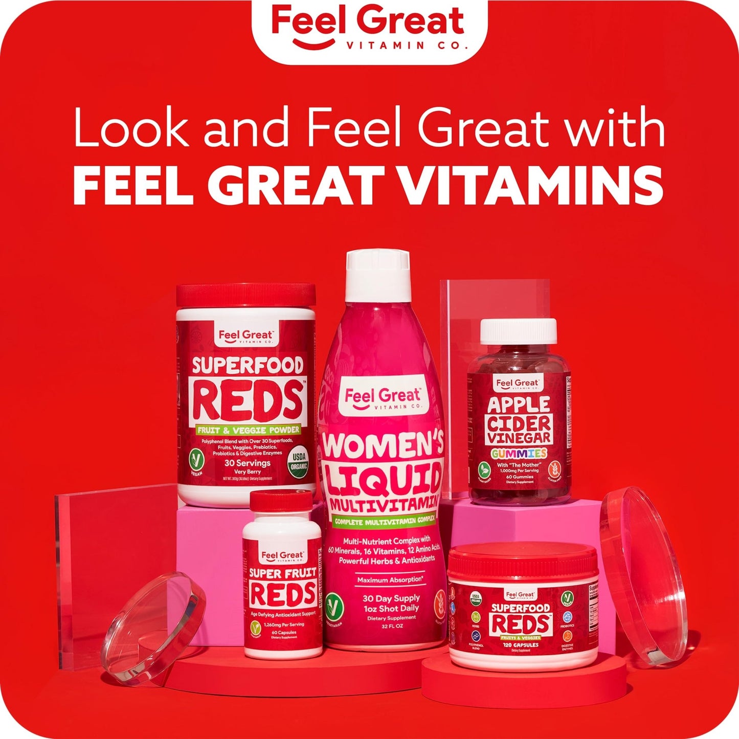 Feel Great Organic Superfood Reds Powder Packed with Beet Root Powder | Digestive Support Including Bloating Relief | Fruit and Veggie Polyphenols Supplement. - dailyvitalstore