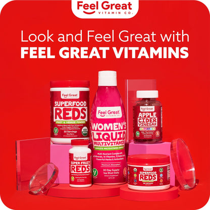 Feel Great Organic Superfood Reds Powder Packed with Beet Root Powder | Digestive Support Including Bloating Relief | Fruit and Veggie Polyphenols Supplement. - dailyvitalstore