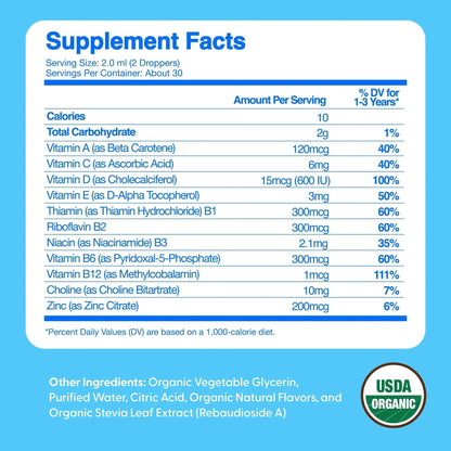 Feel Great Vitamins Organic Multivitamin Liquid Drops for Toddlers & Kids | Daily Essential Nutrients for Healthy Growth | - dailyvitalstore