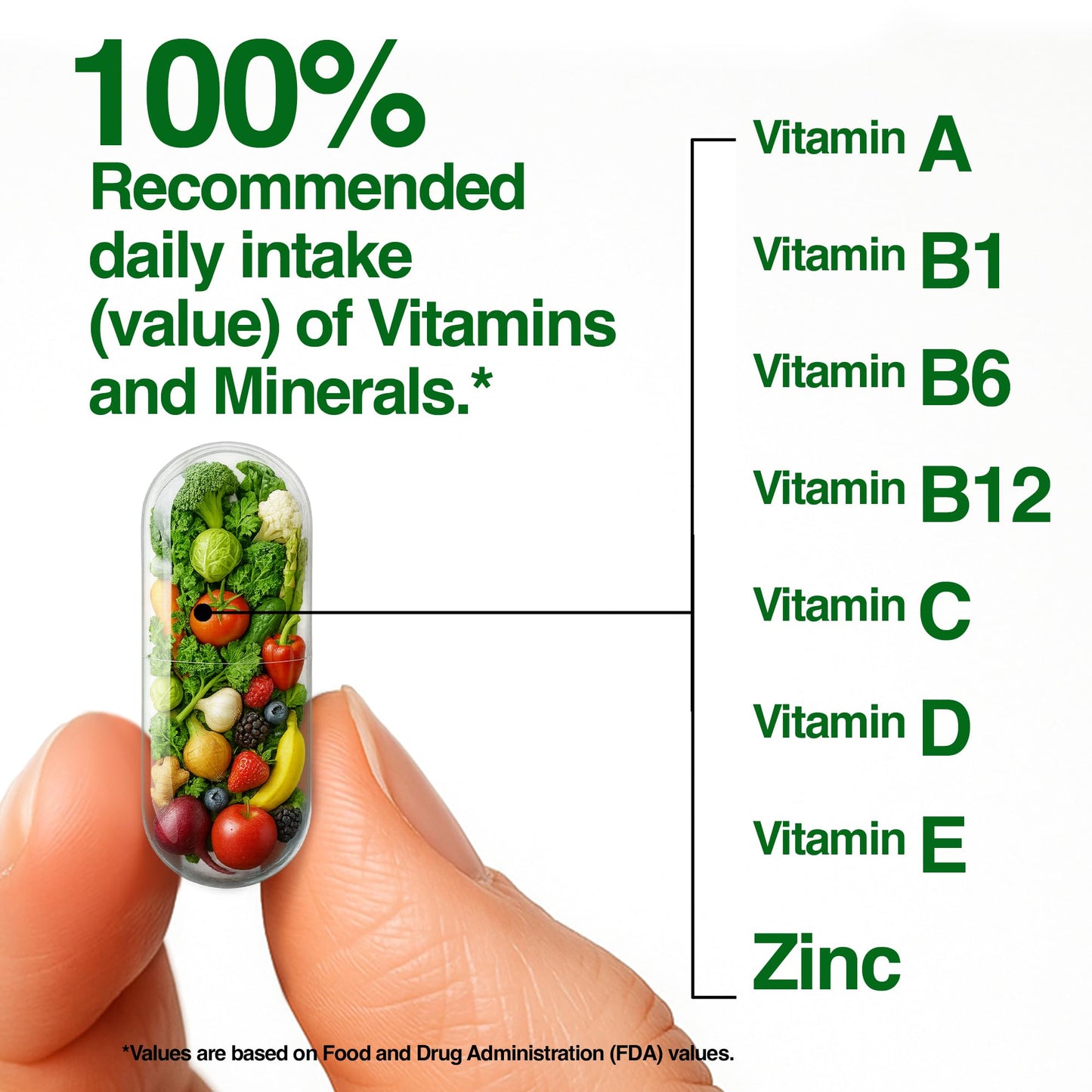 FeelGood Superfoods 1000mg Immune Support Capsules Made with 25 Organic Fruits and Vegetables, Strong Immunity Boosters with Vitamins A, C, D3, and Zinc, 60 Count - dailyvitalstore