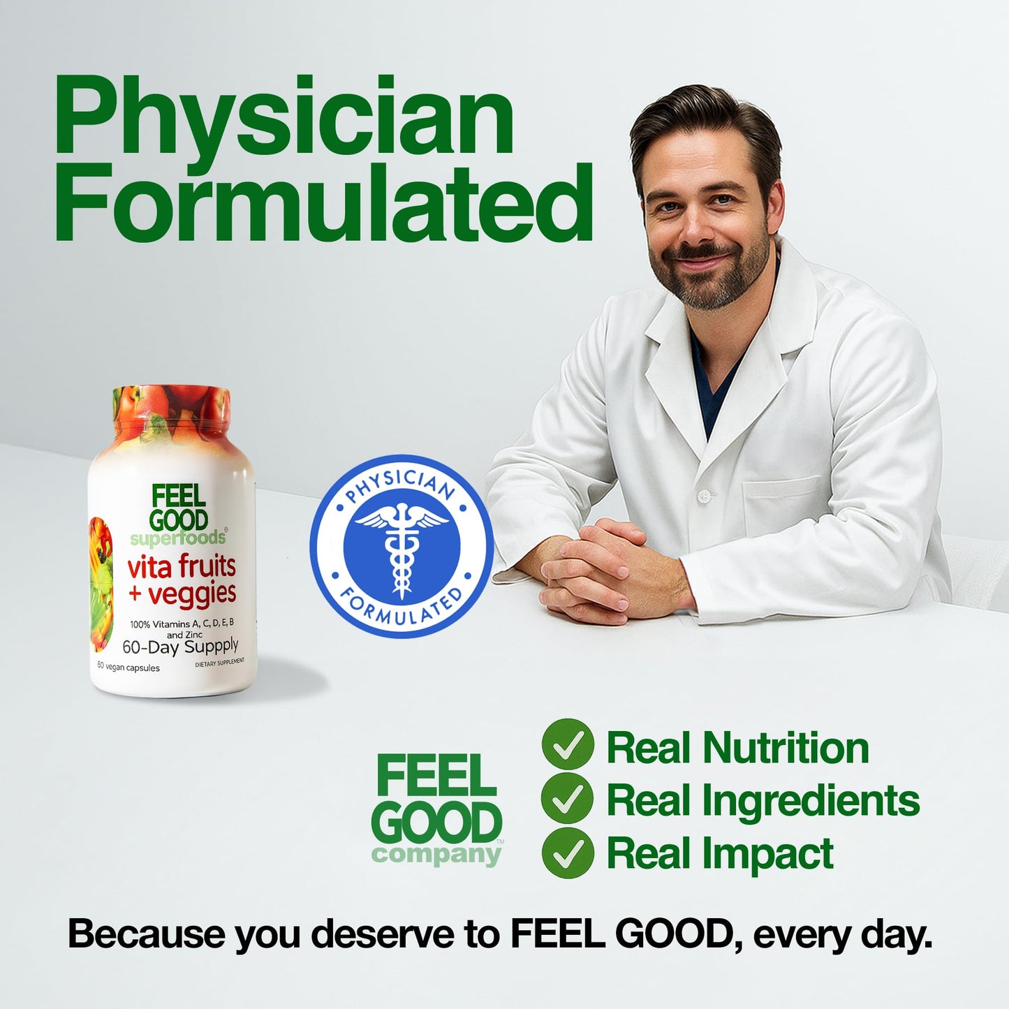 FeelGood Superfoods 1000mg Immune Support Capsules Made with 25 Organic Fruits and Vegetables, Strong Immunity Boosters with Vitamins A, C, D3, and Zinc, 60 Count - dailyvitalstore