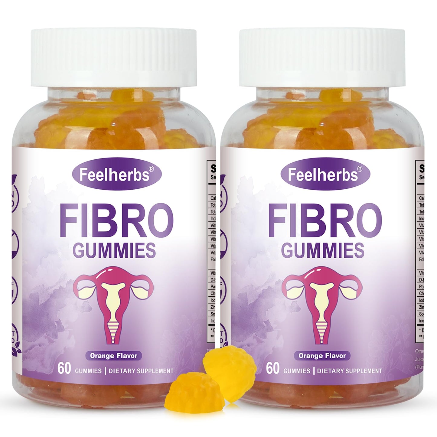 Feelherbs Fibro Gummies for Women, Pack of 2, Multivitamin Inositol Gummies with Inositol, Biotin, Vitamins A, C, D3, E, B6, B12, 60 Gummies Per Bottle - dailyvitalstore