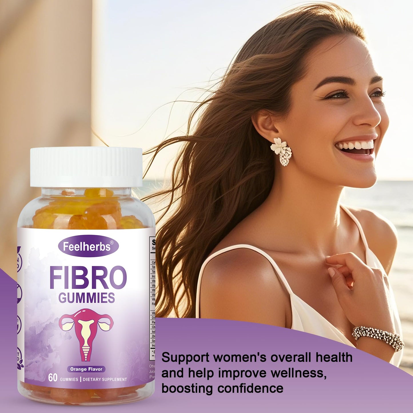 Feelherbs Fibro Gummies for Women, Pack of 2, Multivitamin Inositol Gummies with Inositol, Biotin, Vitamins A, C, D3, E, B6, B12, 60 Gummies Per Bottle - dailyvitalstore