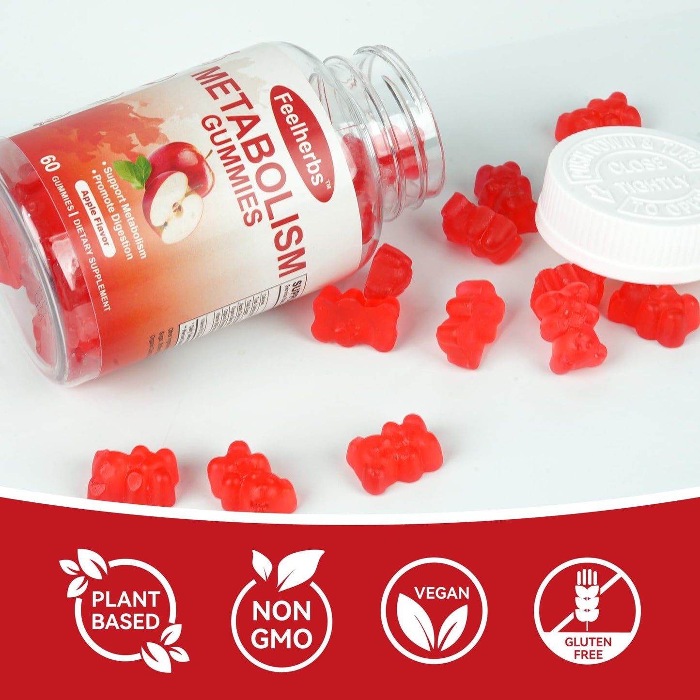 Feelherbs Metabolism Gummies for Women and Men Digestion & Energy, 60 Count Apple Cider Vinegar Gummies with Vitamin B12 & Beet Root, Chewable Keto ACV Vitamin for Metabolism & Detox Cleanse - dailyvitalstore