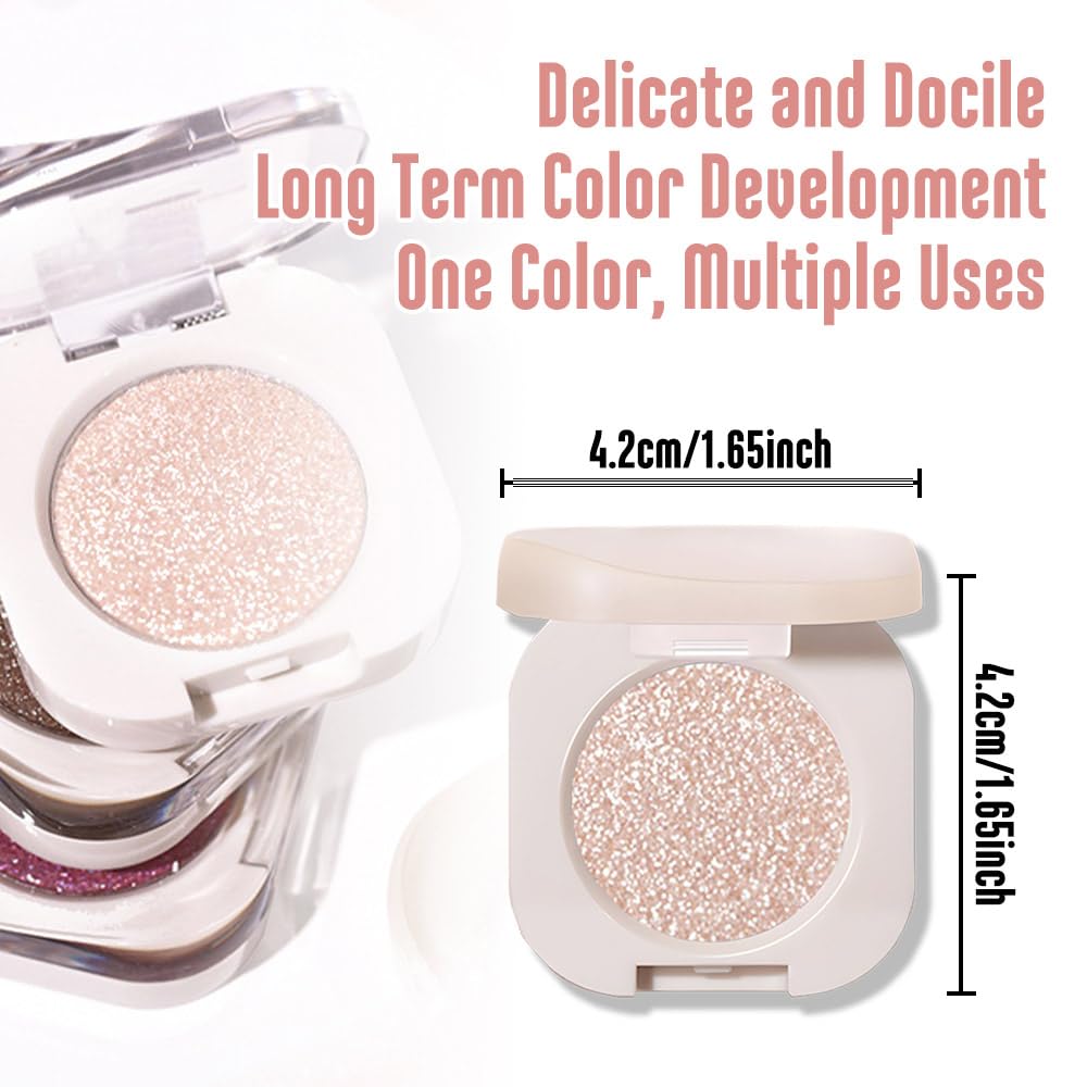FeiCuiYun Glitter Shimmer Sparkle Eye Shadow Palette Makeup for Older Women, Pearl White Silver Glitter Shimmer Metallic Holographic Iridescent Cream Iridescent Single Monochrome Eyeshadow Makeup, 11 - dailyvitalstore