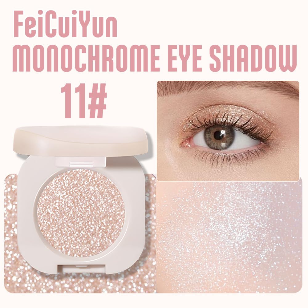 FeiCuiYun Glitter Shimmer Sparkle Eye Shadow Palette Makeup for Older Women, Pearl White Silver Glitter Shimmer Metallic Holographic Iridescent Cream Iridescent Single Monochrome Eyeshadow Makeup, 11 - dailyvitalstore