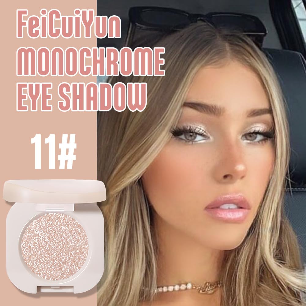 FeiCuiYun Glitter Shimmer Sparkle Eye Shadow Palette Makeup for Older Women, Pearl White Silver Glitter Shimmer Metallic Holographic Iridescent Cream Iridescent Single Monochrome Eyeshadow Makeup, 11 - dailyvitalstore