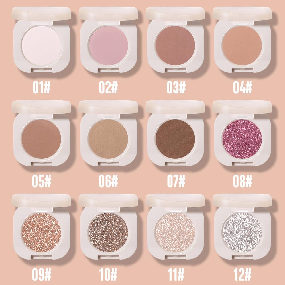 FeiCuiYun Glitter Shimmer Sparkle Eye Shadow Palette Makeup for Older Women, Pearl White Silver Glitter Shimmer Metallic Holographic Iridescent Cream Iridescent Single Monochrome Eyeshadow Makeup, 11 - dailyvitalstore
