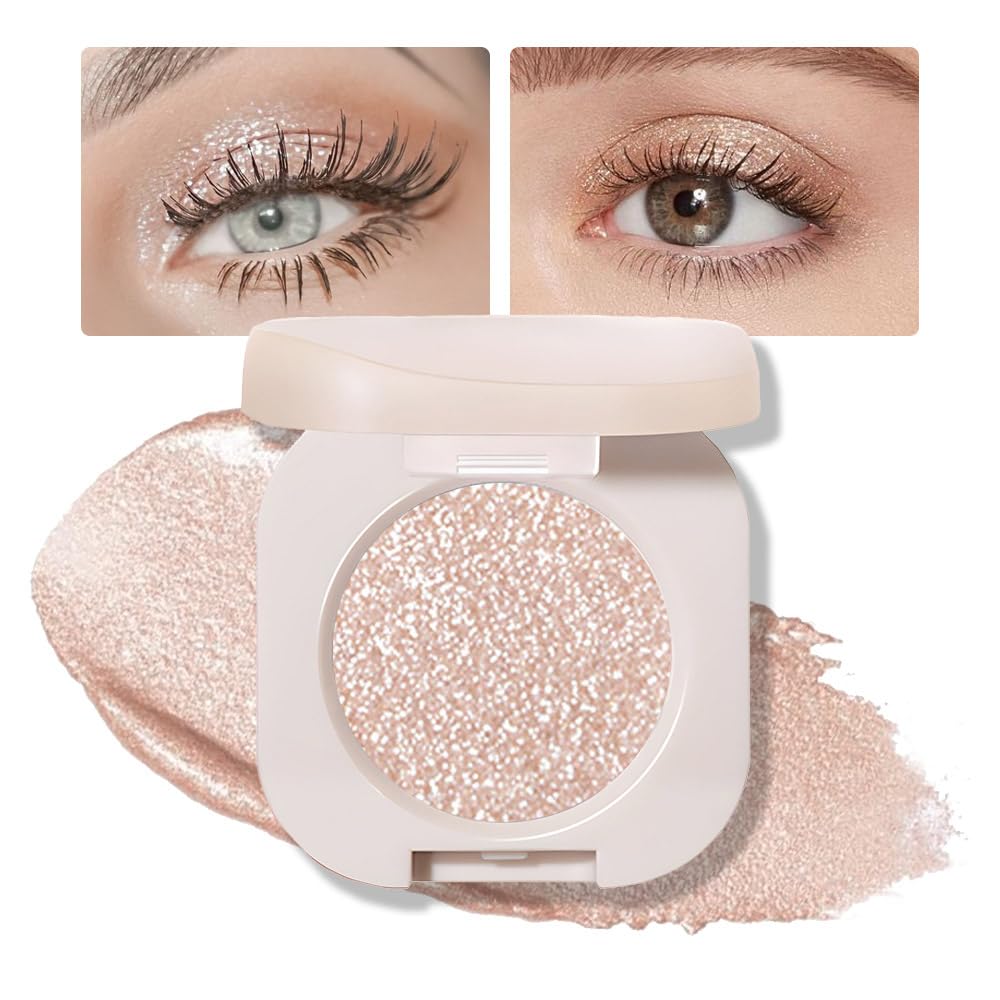 FeiCuiYun Glitter Shimmer Sparkle Eye Shadow Palette Makeup for Older Women, Pearl White Silver Glitter Shimmer Metallic Holographic Iridescent Cream Iridescent Single Monochrome Eyeshadow Makeup, 11 - dailyvitalstore